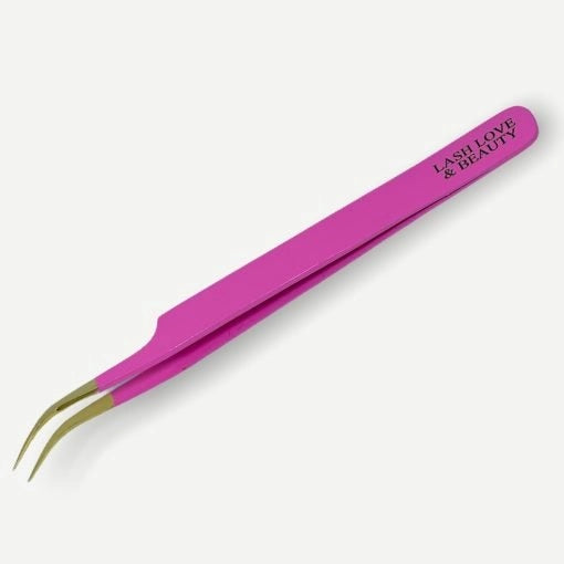 Pink Curved Tweezers